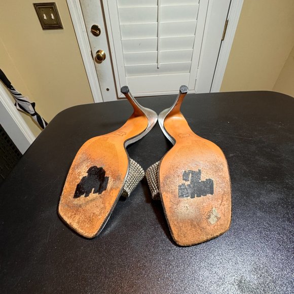 Stuart Weitzman size 10 silver sandal slipper - Picture 7 of 11